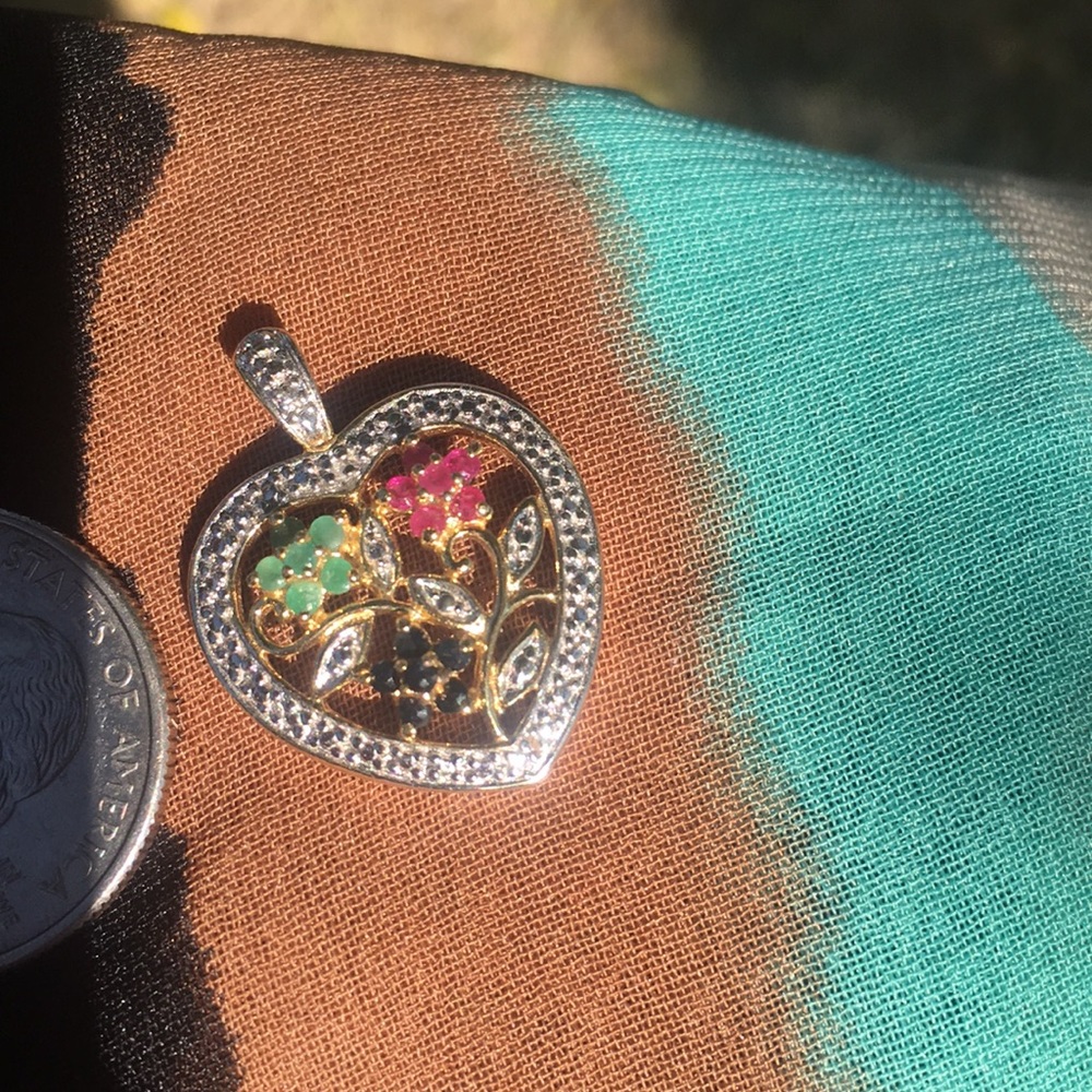 Large pretty emerald sapphire and ruby’s pendant